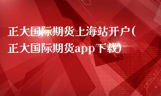 正大国际期货上海站开户(正大国际期货app下载)